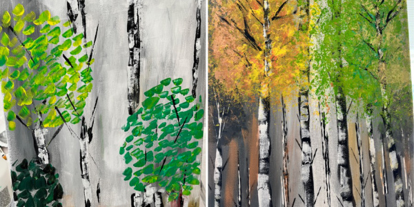 Acrylmalerei - Birken im Frühling 2026